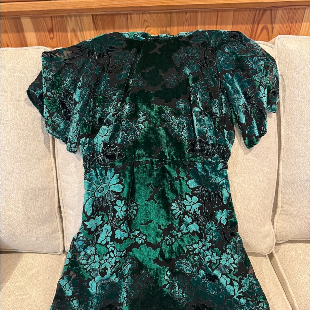 Floral Velvet Dress in Green and Black